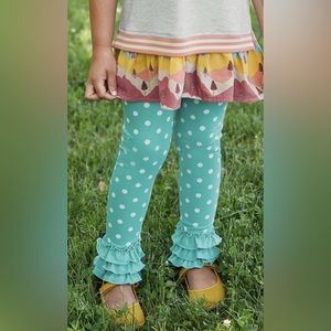 Matilda Jane Size 4 Dance With Me Leggings Polka Dot Teal Blue Wonderment